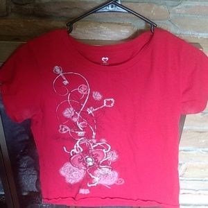 Red short sleeved shirt